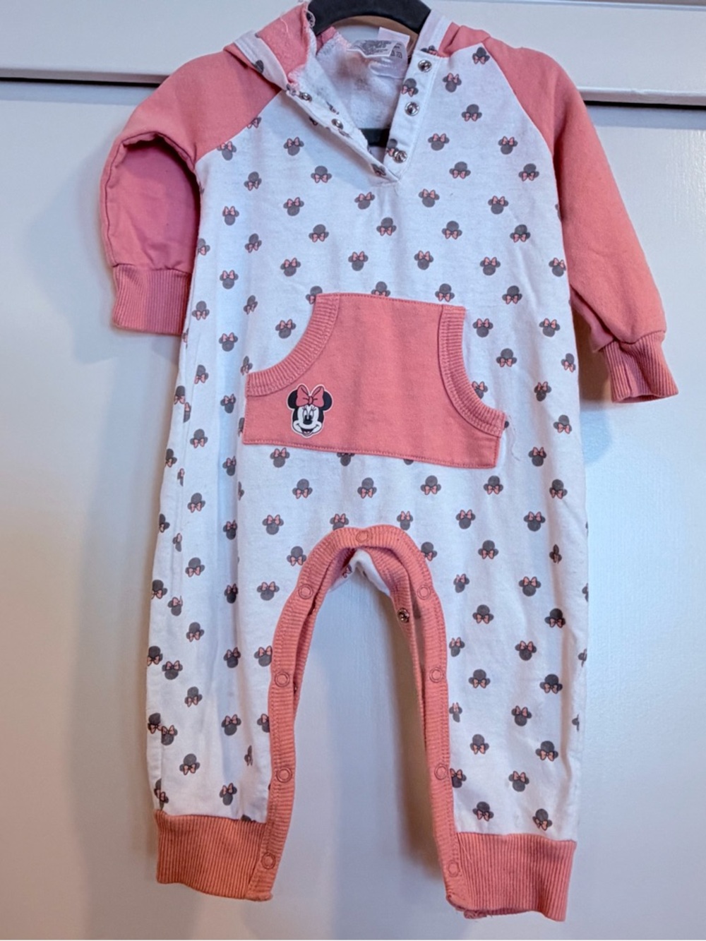 Disney Pink & White Minnie Mouse Hooded Footie